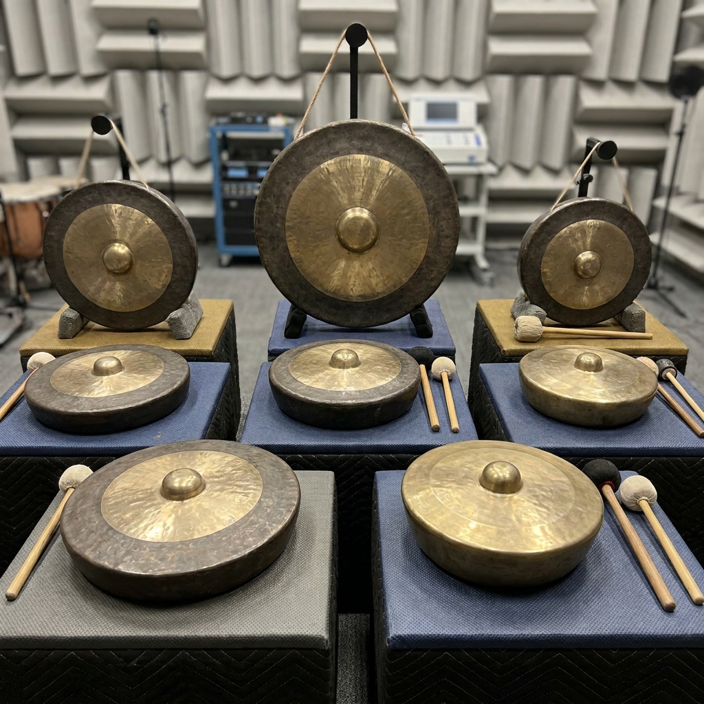 Expert sound therapist with gong