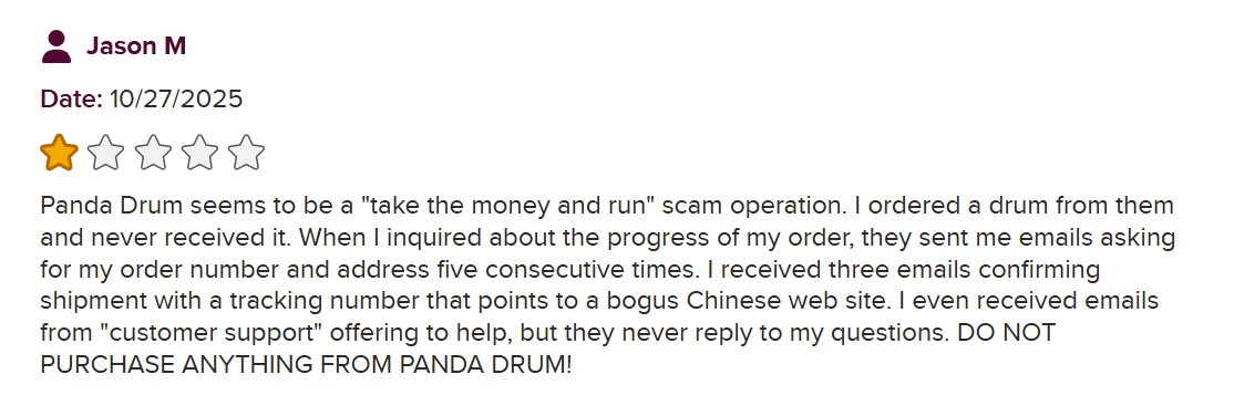 Panda Drum BBB complaints