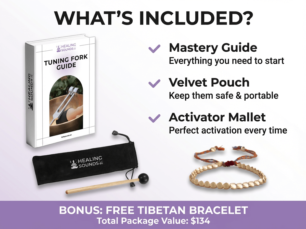 What's included in the Solfeggio tuning fork set